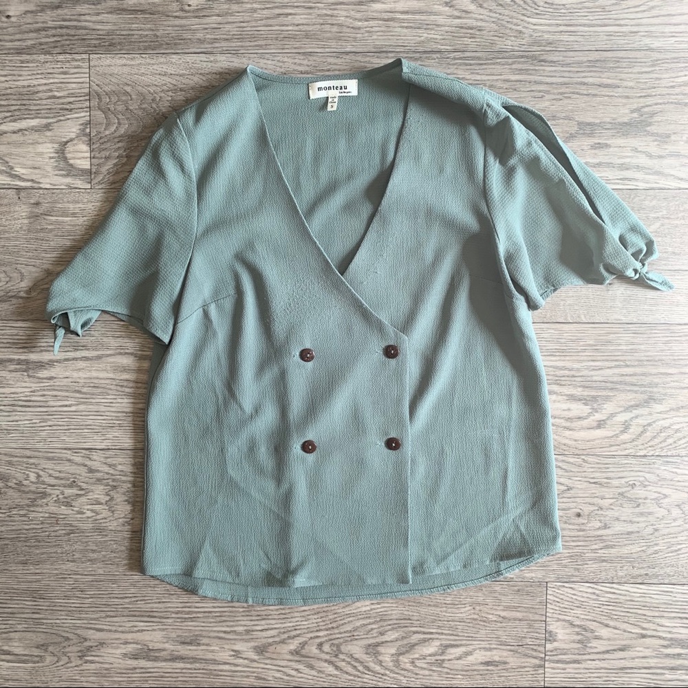Mint green button Blouse